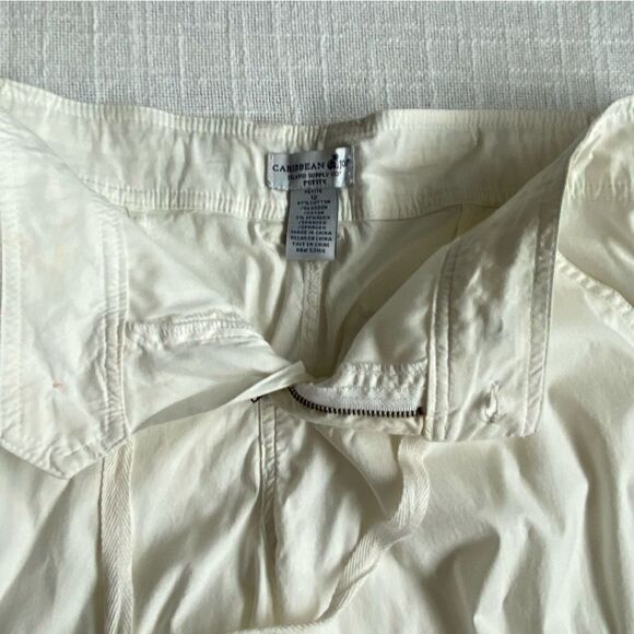 Caribbean Joe White Cotton Pants Cargo SZ 12P - Picture 9 of 12